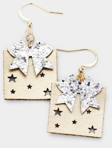 Faux Leather Cut-Out Star Christmas Gift Earrings