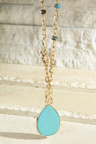 Natural Stone Bar Lobster Clasp Necklace